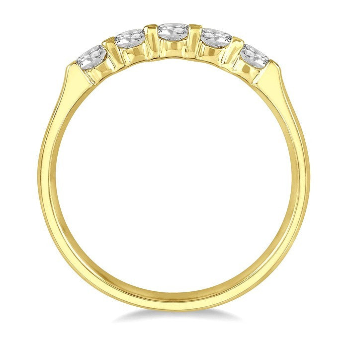 1/2 Ctw 5 Stone Round Cut Diamond Wedding Band in 14K Yellow Gold