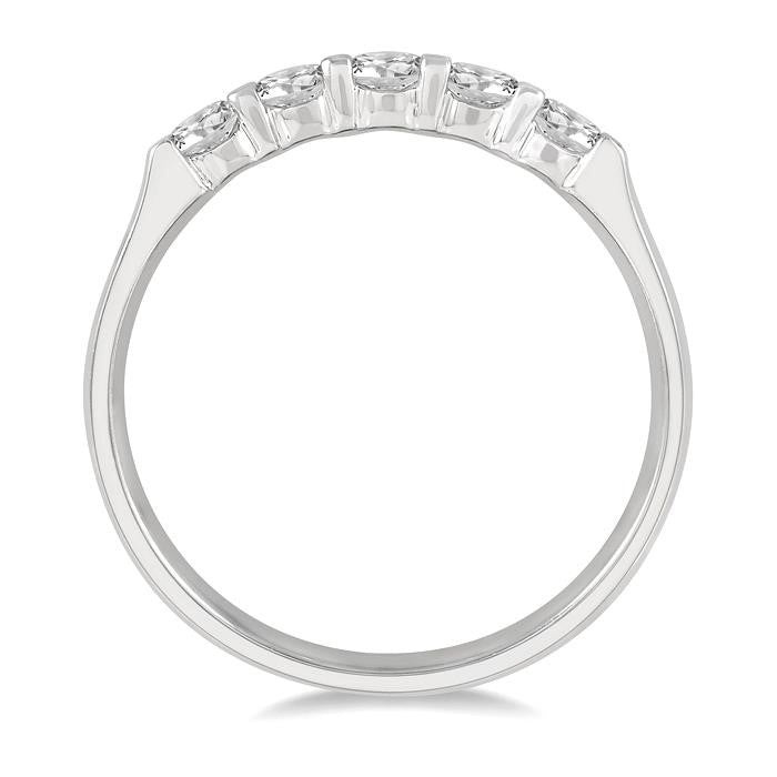 Round Shape 5 Stone Diamond Wedding Band