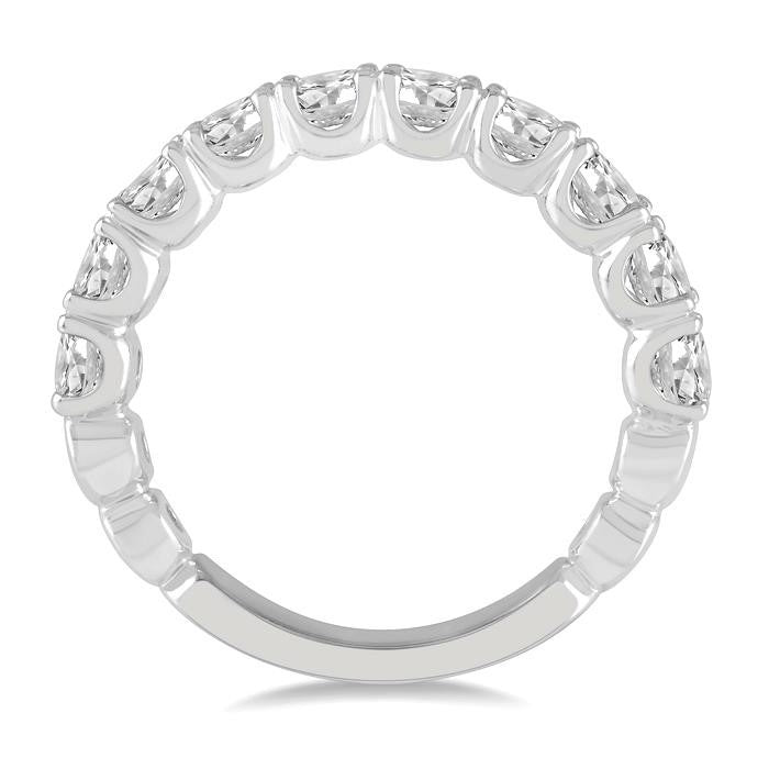 1 1/2 Ctw Lattice Round Cut Diamond Wedding Band in 14K White Gold