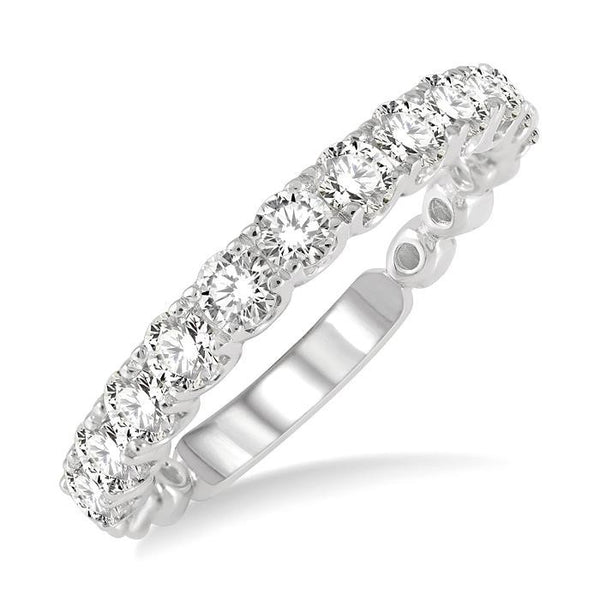 1 Ctw Round Cut Diamond Wedding Band in 14K White Gold