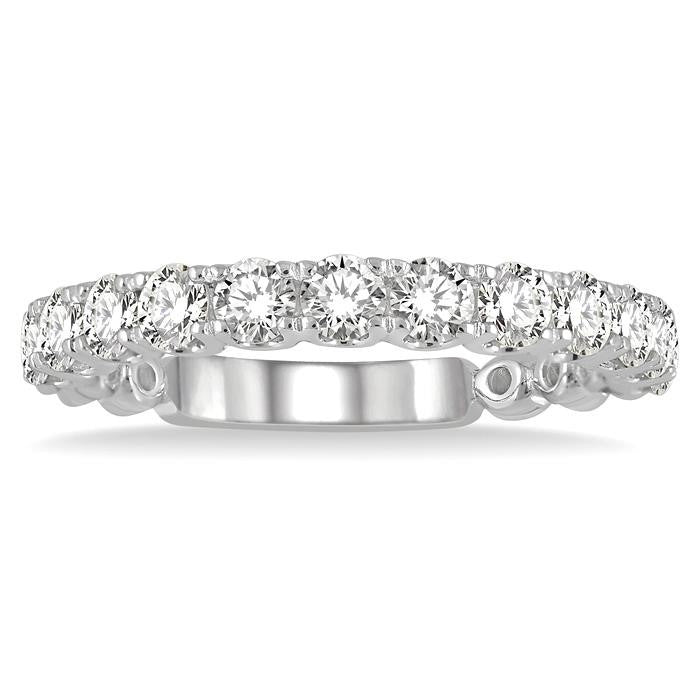 1 Ctw Round Cut Diamond Wedding Band in 14K White Gold