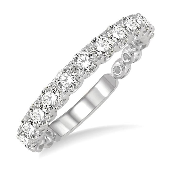 1 Ctw Round Cut Diamond Wedding Band in 14K White Gold