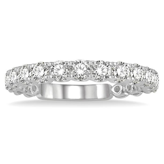 1 Ctw Round Cut Diamond Wedding Band in 14K White Gold