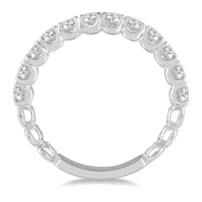 1 Ctw Round Cut Diamond Wedding Band in 14K White Gold