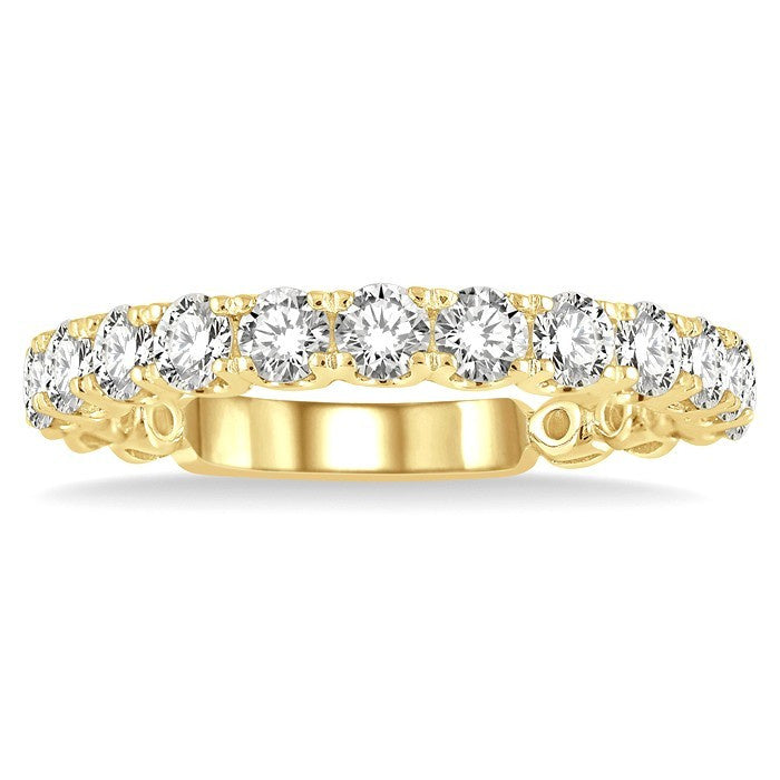 1 Ctw Lattice Round Cut Diamond Wedding Band in 14K Yellow Gold