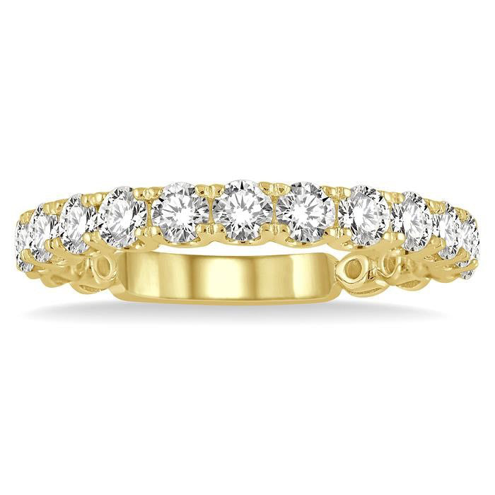 1 Ctw Lattice Round Cut Diamond Wedding Band in 14K Yellow Gold
