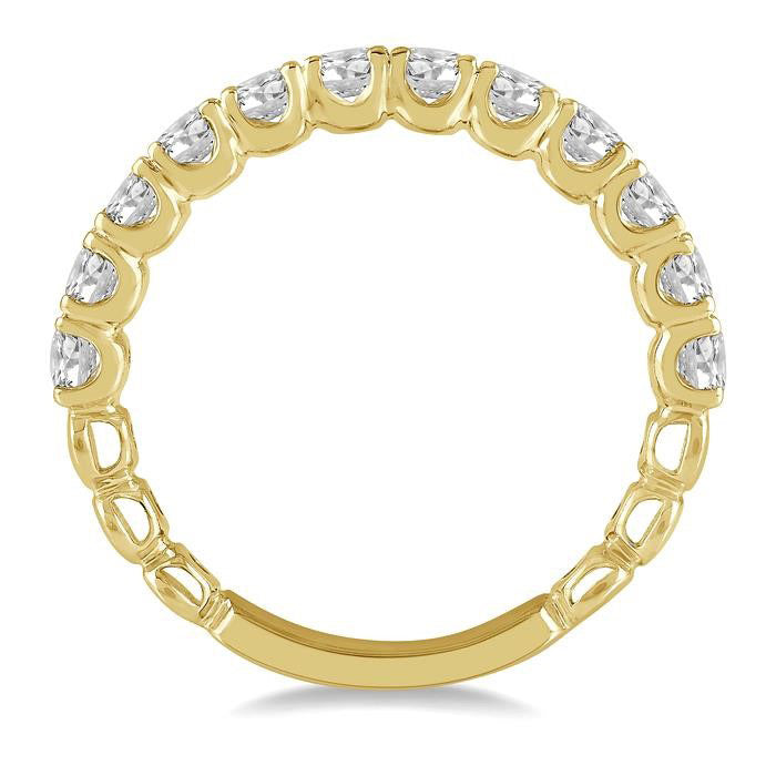 1 Ctw Lattice Round Cut Diamond Wedding Band in 14K Yellow Gold