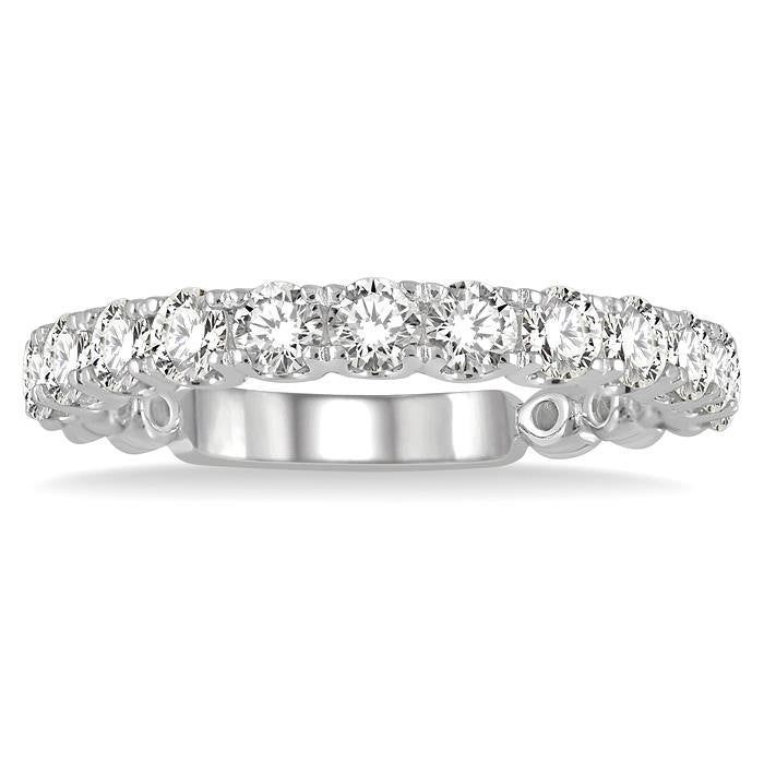 1 Ctw Round Cut Diamond Wedding Band in 14K White Gold