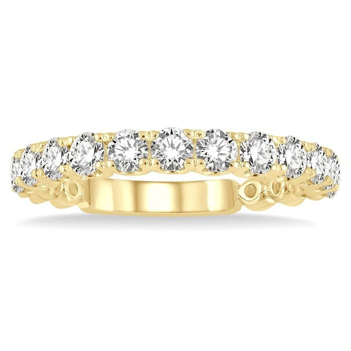 1 Ctw Lattice Round Cut Diamond Wedding Band in 14K Yellow Gold