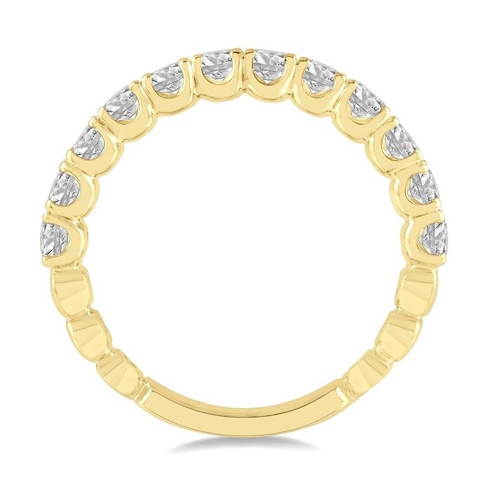 1 Ctw Lattice Round Cut Diamond Wedding Band in 14K Yellow Gold