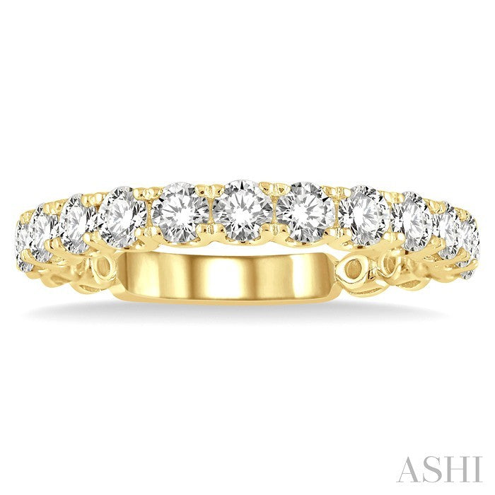 1 Ctw Lattice Round Cut Diamond Wedding Band in 14K Yellow Gold