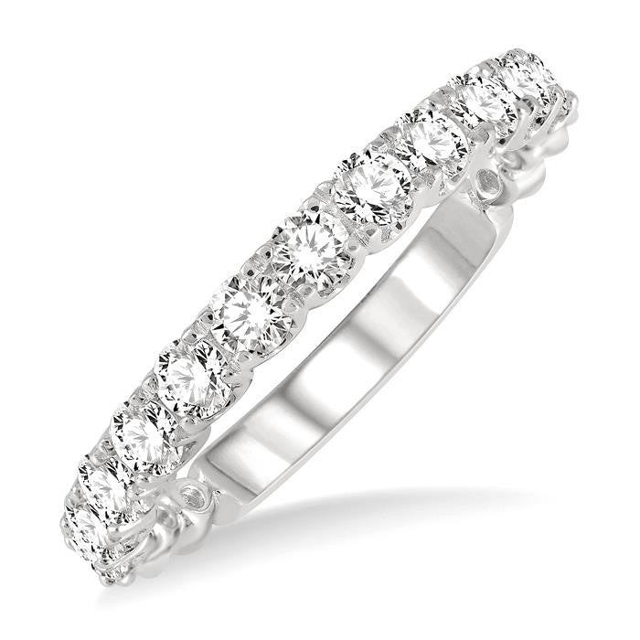 3/4 Ctw Lattice Round Cut Diamond Wedding Band in 14K White Gold