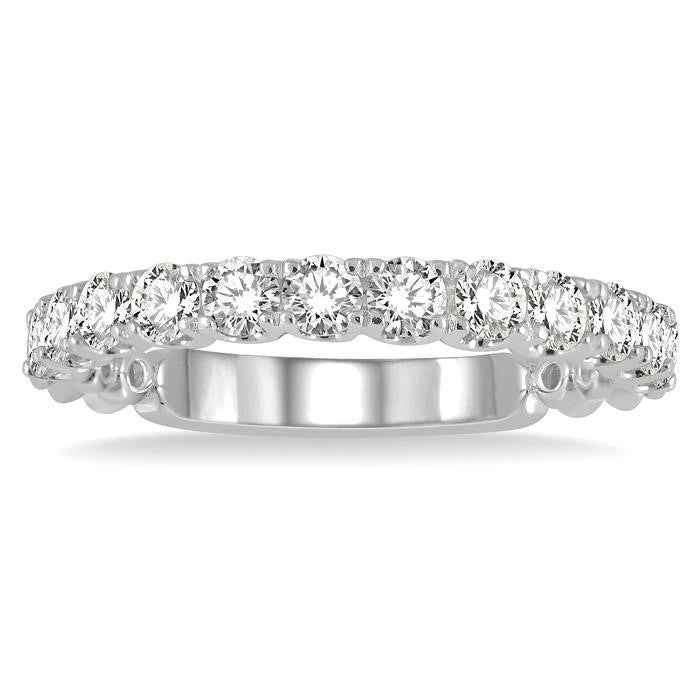 3/4 Ctw Lattice Round Cut Diamond Wedding Band in 14K White Gold