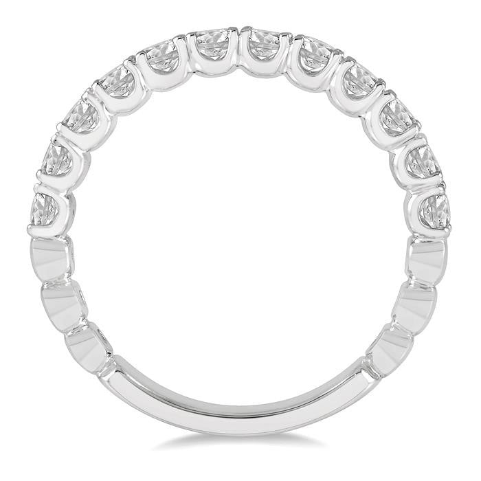 3/4 Ctw Lattice Round Cut Diamond Wedding Band in 14K White Gold