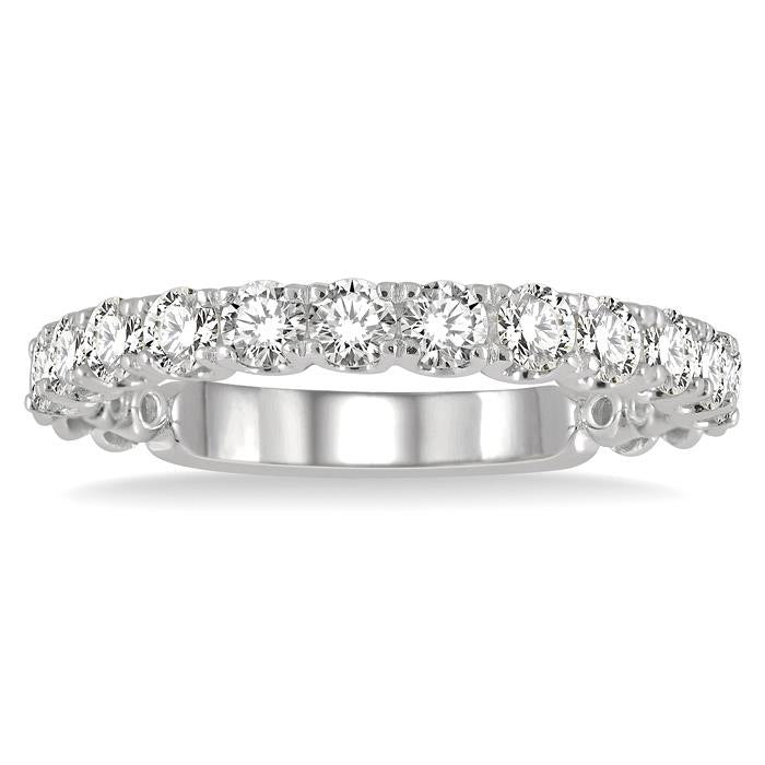 3/4 Ctw Lattice Round Cut Diamond Wedding Band in 14K White Gold