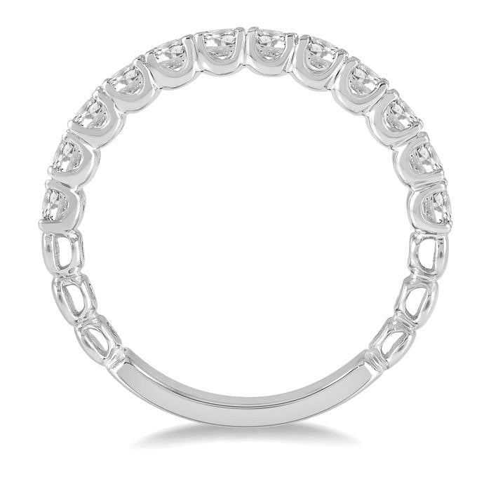 3/4 Ctw Lattice Round Cut Diamond Wedding Band in 14K White Gold