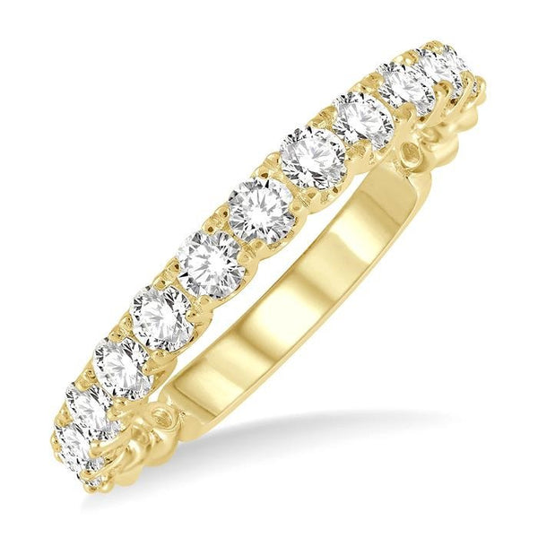 3/4 Ctw Lattice Round Cut Diamond Wedding Band in 14K Yellow Gold