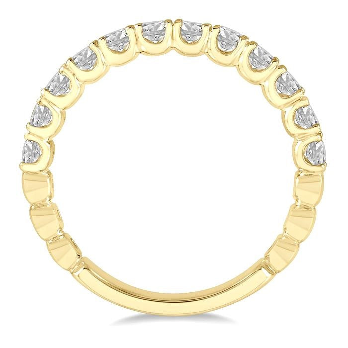 3/4 Ctw Lattice Round Cut Diamond Wedding Band in 14K Yellow Gold