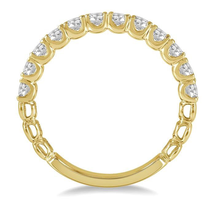 3/4 Ctw Lattice Round Cut Diamond Wedding Band in 14K Yellow Gold