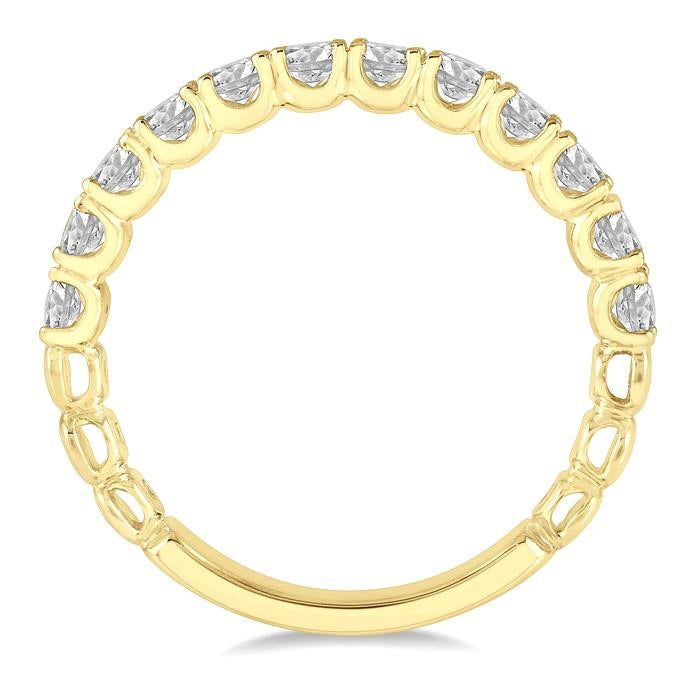 3/4 Ctw Lattice Round Cut Diamond Wedding Band in 14K Yellow Gold