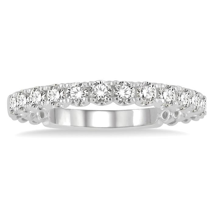 1/2 Ctw Lattice Round Cut Diamond Wedding Band in 14K White Gold