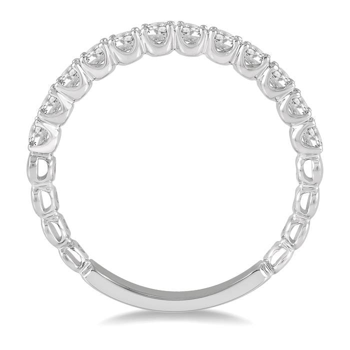 1/2 Ctw Lattice Round Cut Diamond Wedding Band in 14K White Gold