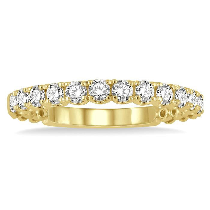 1/2 Ctw Lattice Round Cut Diamond Wedding Band in 14K Yellow Gold