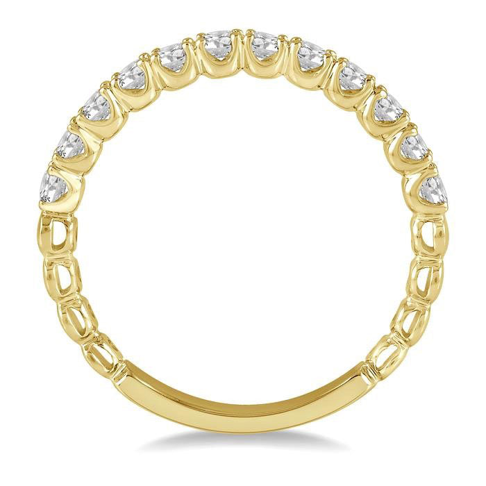1/2 Ctw Lattice Round Cut Diamond Wedding Band in 14K Yellow Gold