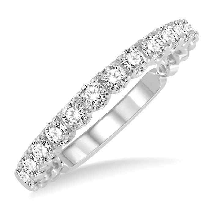 1/2 Ctw Lattice Round Cut Diamond Wedding Band in 14K White Gold
