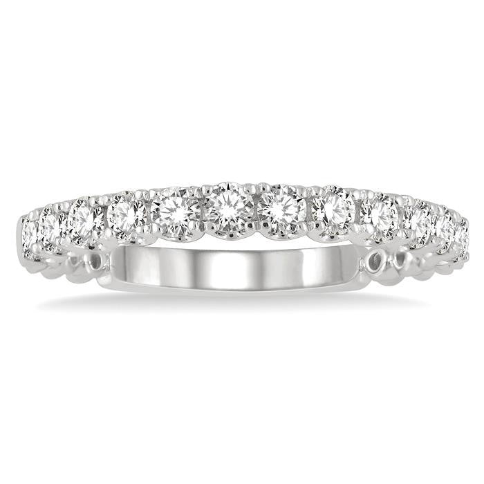 1/2 Ctw Lattice Round Cut Diamond Wedding Band in 14K White Gold