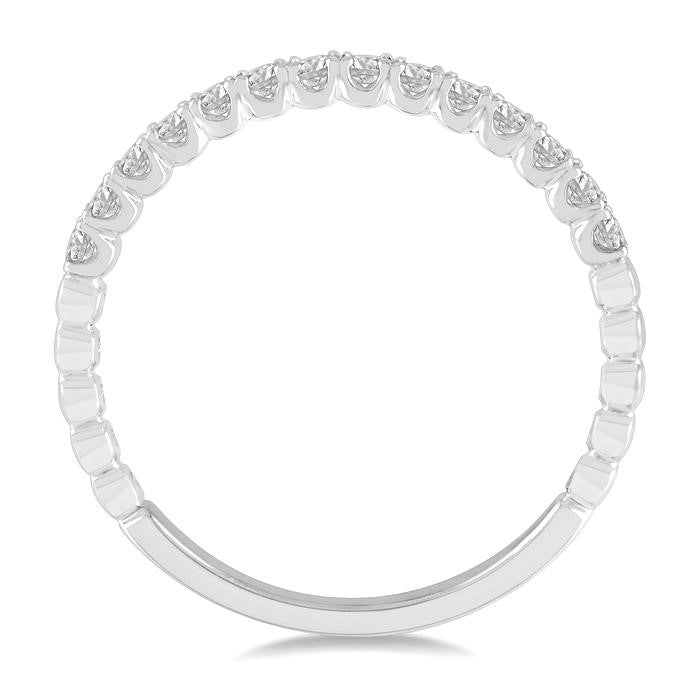 1/4 Ctw Lattice Round Cut Diamond Wedding Band in 14K White Gold