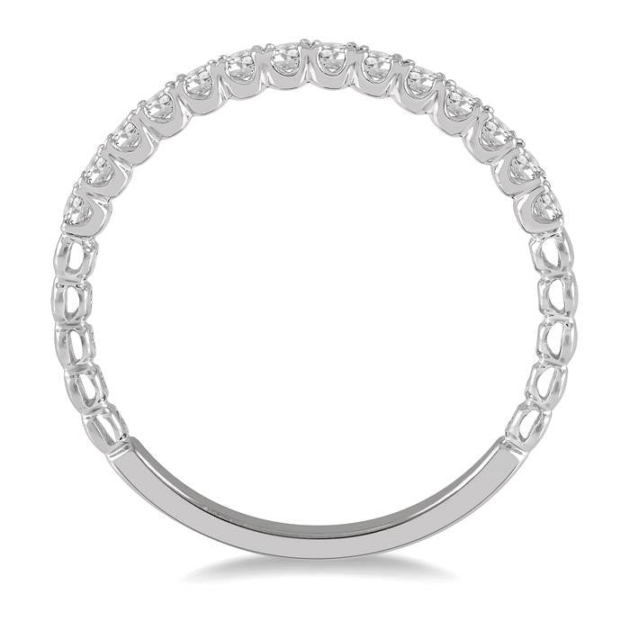 1/4 Ctw Lattice Round Cut Diamond Wedding Band in 14K White Gold