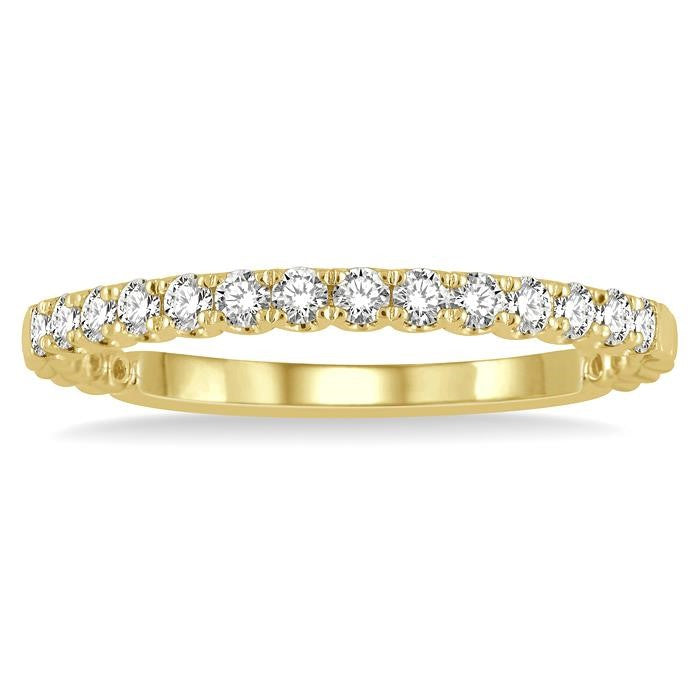 1/4 Ctw Lattice Round Cut Diamond Wedding Band in 14K Yellow Gold