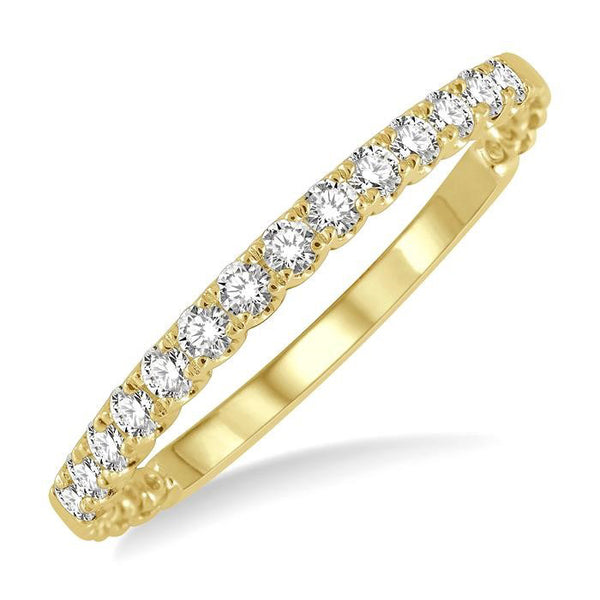 1/4 Ctw Lattice Round Cut Diamond Wedding Band in 14K Yellow Gold
