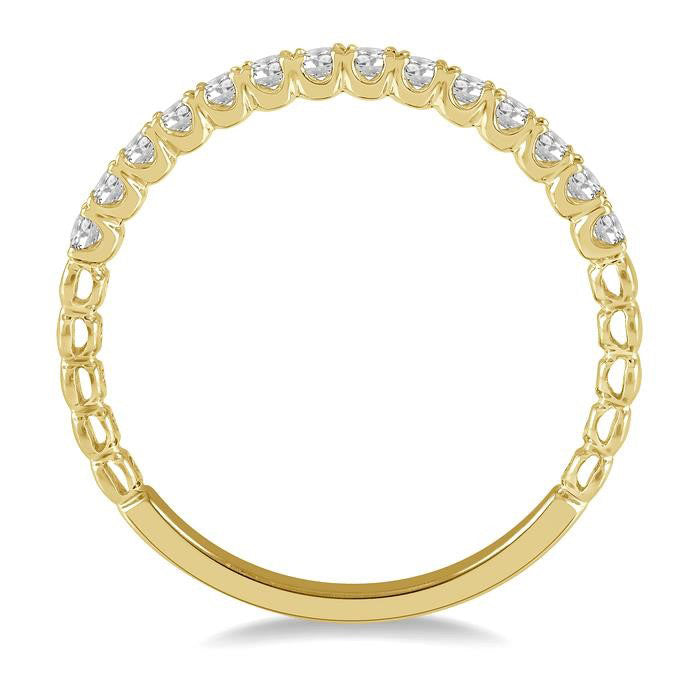 1/4 Ctw Lattice Round Cut Diamond Wedding Band in 14K Yellow Gold