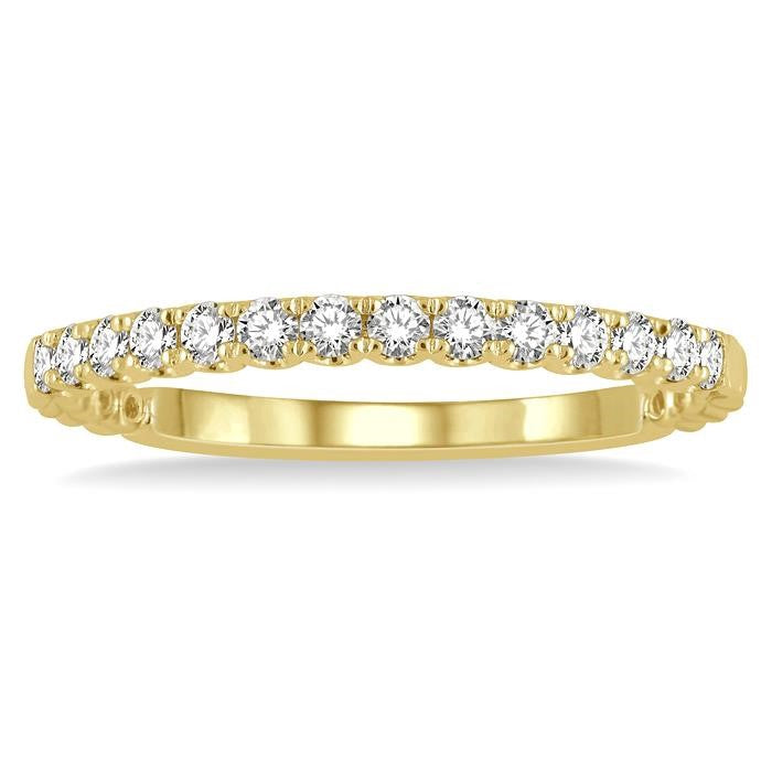 1/4 Ctw Lattice Round Cut Diamond Wedding Band in 14K Yellow Gold