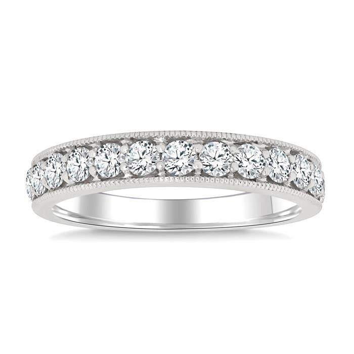 1 1/2 Ctw Round Cut Diamond Eternity Wedding Band in 14K White Gold