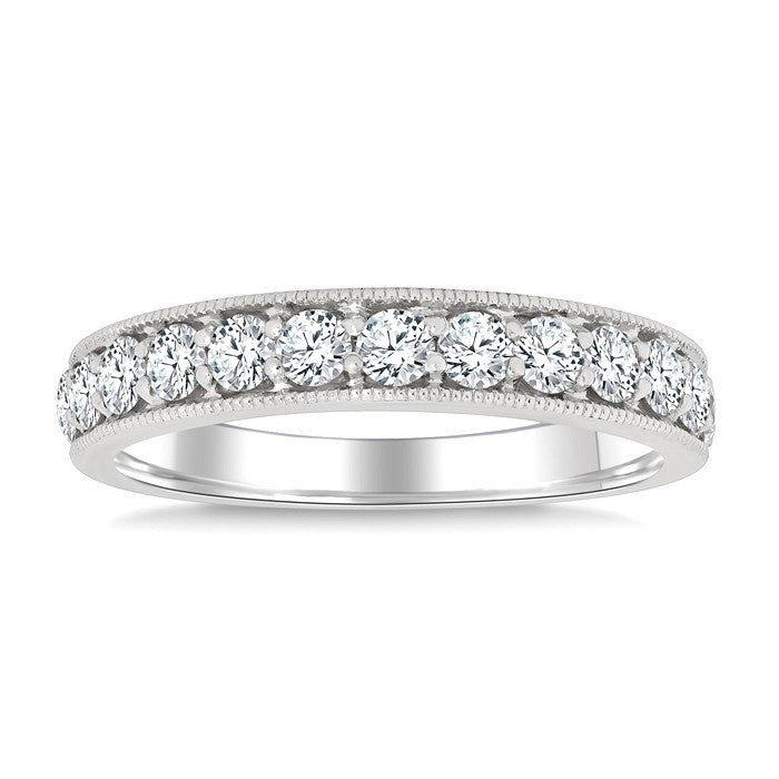 1 1/2 Ctw Round Cut Diamond Eternity Wedding Band in 14K White Gold