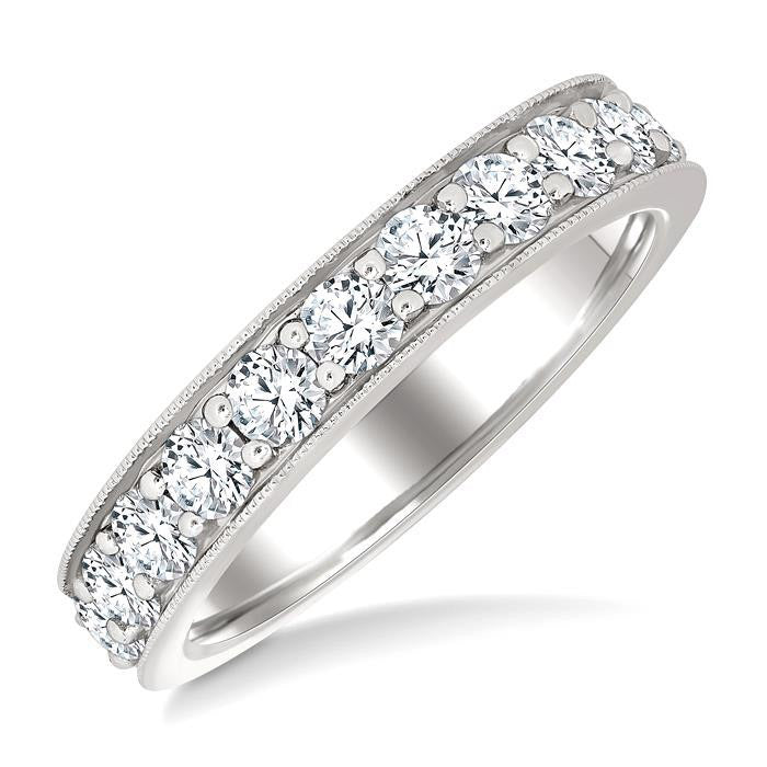 2 Ctw Round Cut Diamond Eternity Wedding Band in 14K White Gold