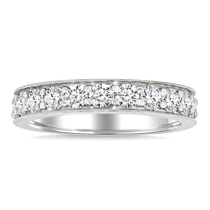 2 Ctw Round Cut Diamond Eternity Wedding Band in 14K White Gold