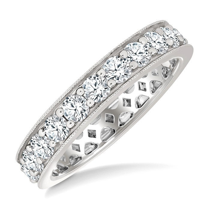 2 Ctw Round Cut Diamond Eternity Wedding Band in 14K White Gold