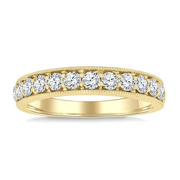 1 1/2 Ctw Round Cut Diamond Eternity Wedding Band in 14K Yellow Gold