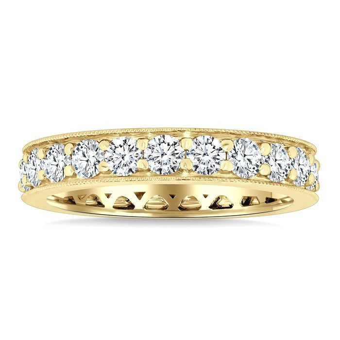 2 Ctw Round Cut Diamond Eternity Wedding Band in 14K Yellow Gold