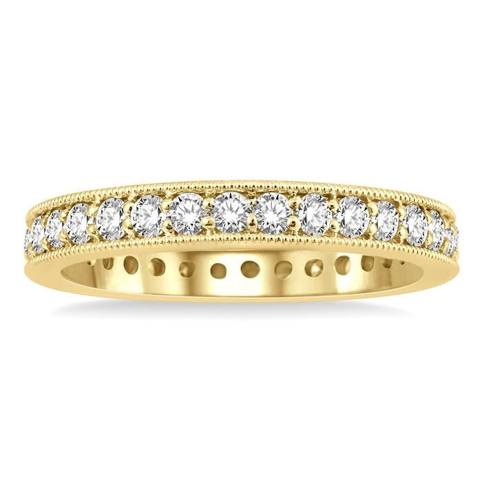 1 Ctw Round Cut Diamond Eternity Wedding Band in 14K Yellow Gold