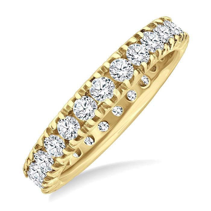 1 1/2 Ctw Round Cut Diamond Eternity Wedding Band in 14K Yellow Gold