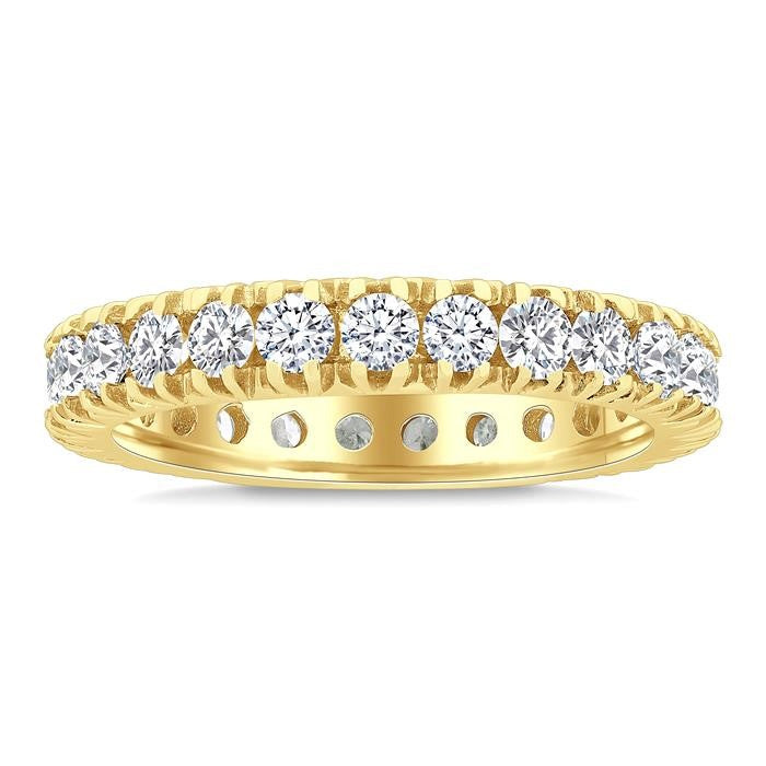 1 1/2 Ctw Round Cut Diamond Eternity Wedding Band in 14K Yellow Gold