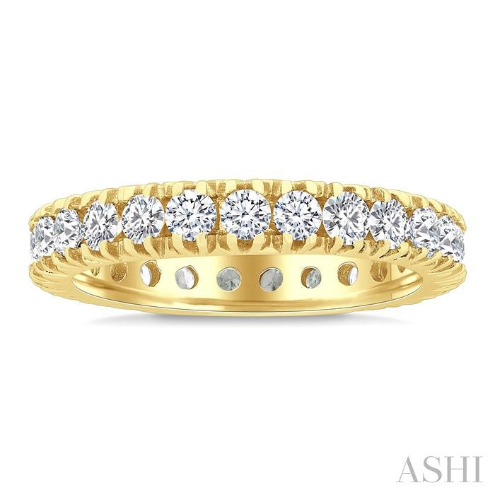 1 1/2 Ctw Round Cut Diamond Eternity Wedding Band in 14K Yellow Gold