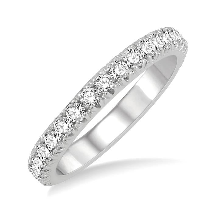 1 Ctw Round Cut Diamond Eternity Wedding Band in 14K White Gold
