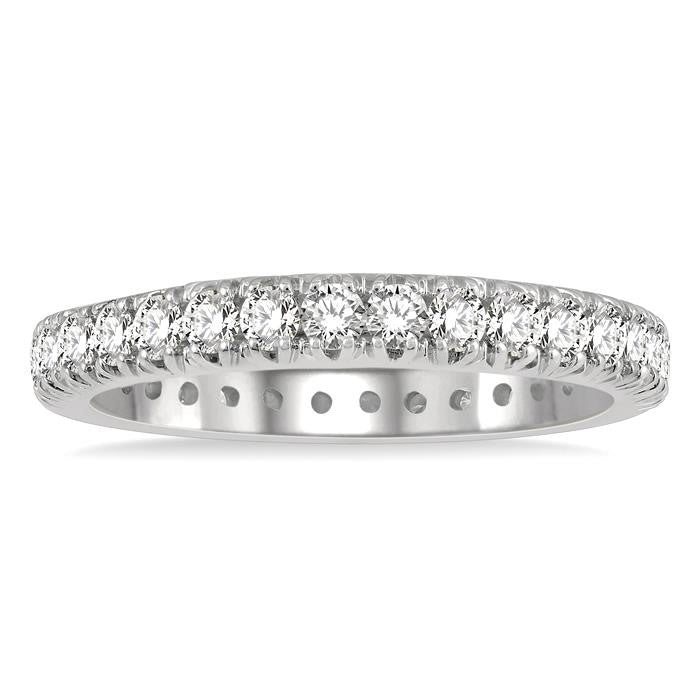 1 Ctw Round Cut Diamond Eternity Wedding Band in 14K White Gold