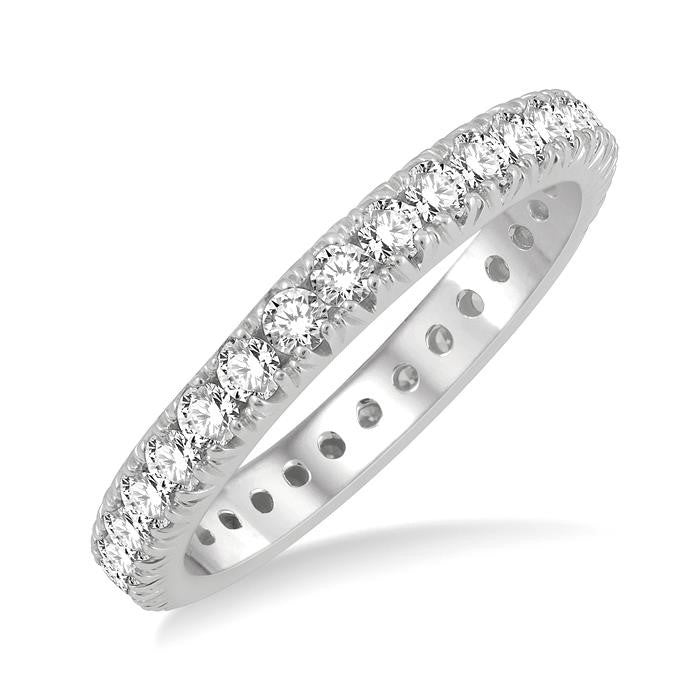 1 Ctw Round Cut Diamond Eternity Wedding Band in 14K White Gold